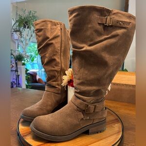 Torrid Extra Wide Calf Size 11W Knee High Brown Slouch Buckle Riding Boot